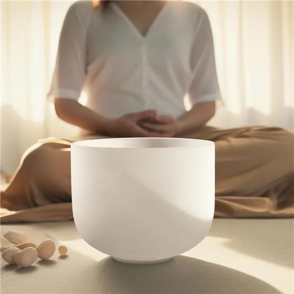 F Note Quartz Crystal Singing Bowl 8 Inch Heart Chakra Meditation Sound Healing - Picture 2 of 6